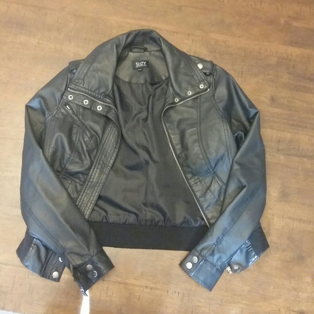 NWOT Faux Leather Bomber Jacket